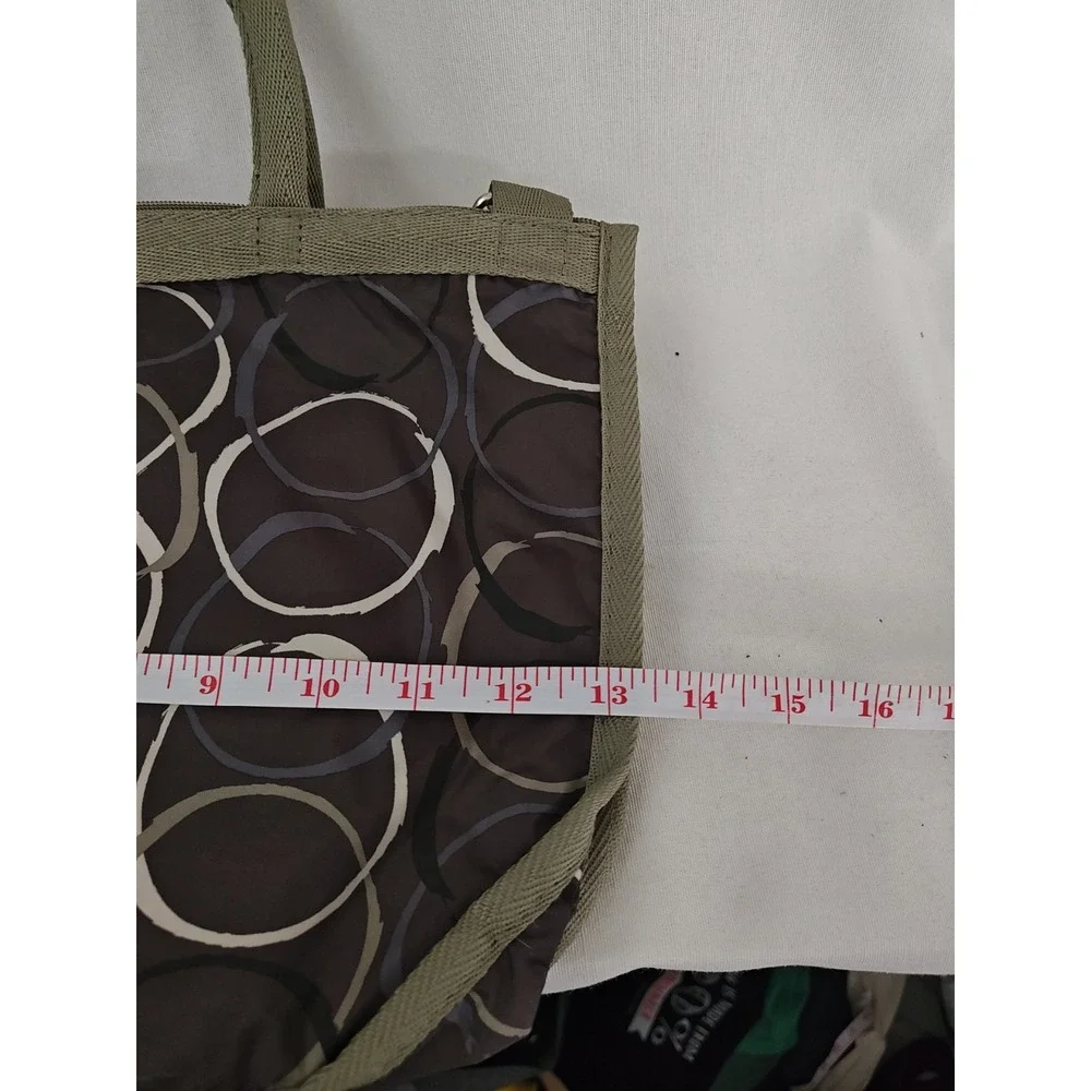 LeSportSac Purse Bag Geometric Brown‎ Handles 3 Large Pockets Dividers shoulder